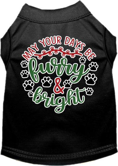 Christmas Pet Dog and Cat Shirt Screen Printed, "Furry & Bright"