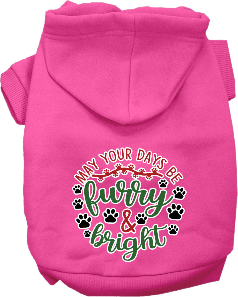 Christmas Pet, Dog and Cat Hoodie Screen Printed, "Furry & Bright"