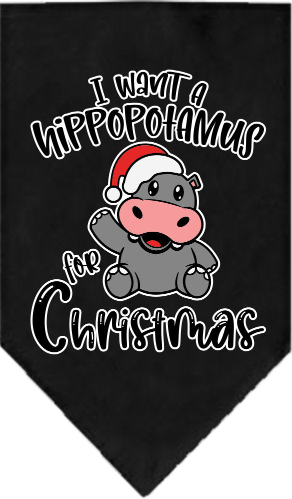 Christmas Pet and Dog Bandana Screen Printed, "I Want A Hippopotamus For Christmas"