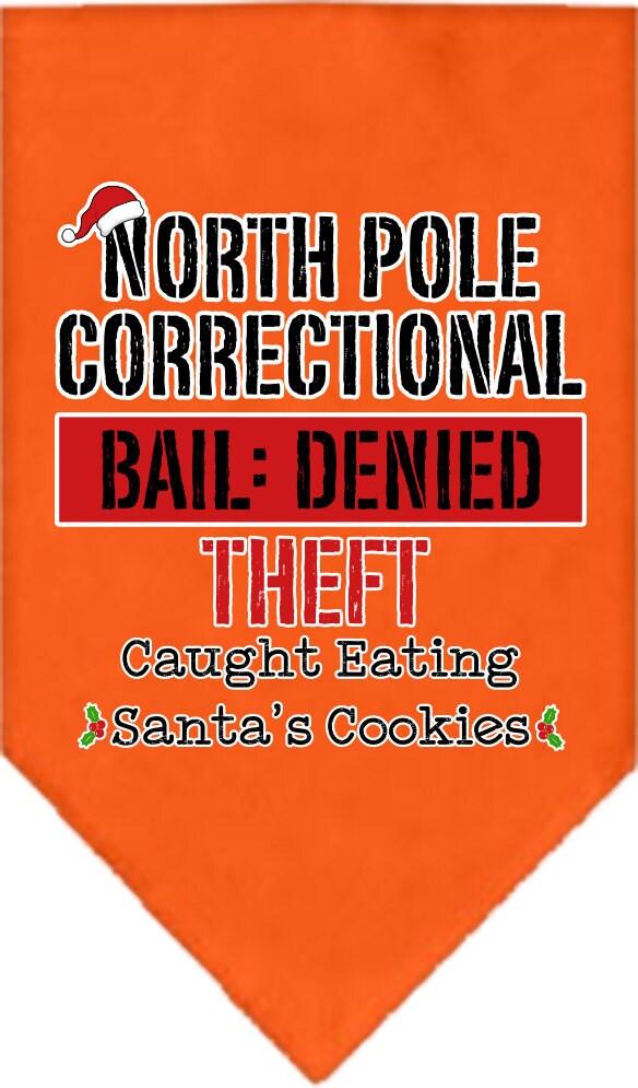 Christmas Pet and Dog Bandana Screen Printed, "North Pole Correctional"