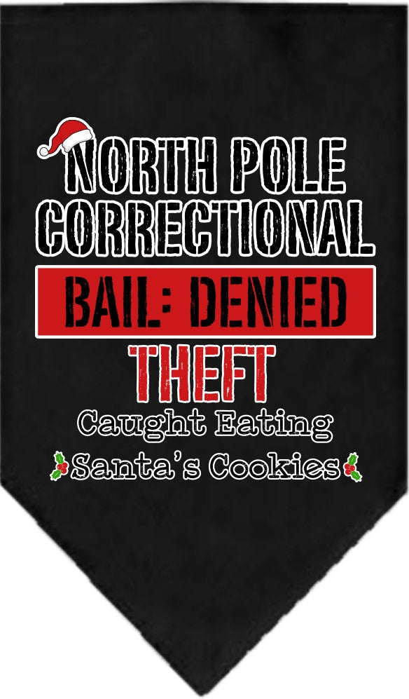 Christmas Pet and Dog Bandana Screen Printed, "North Pole Correctional"