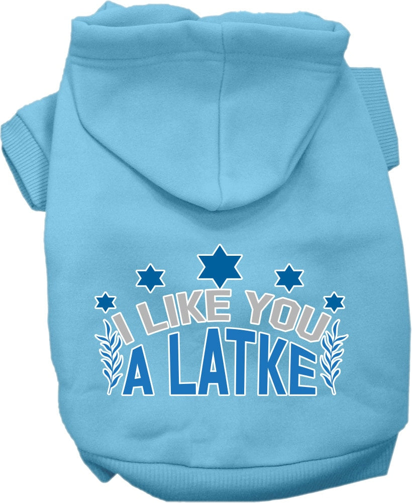 Hanukkah Pet, Dog and Cat Hoodie Screen Printed, "I Like You A Latke"