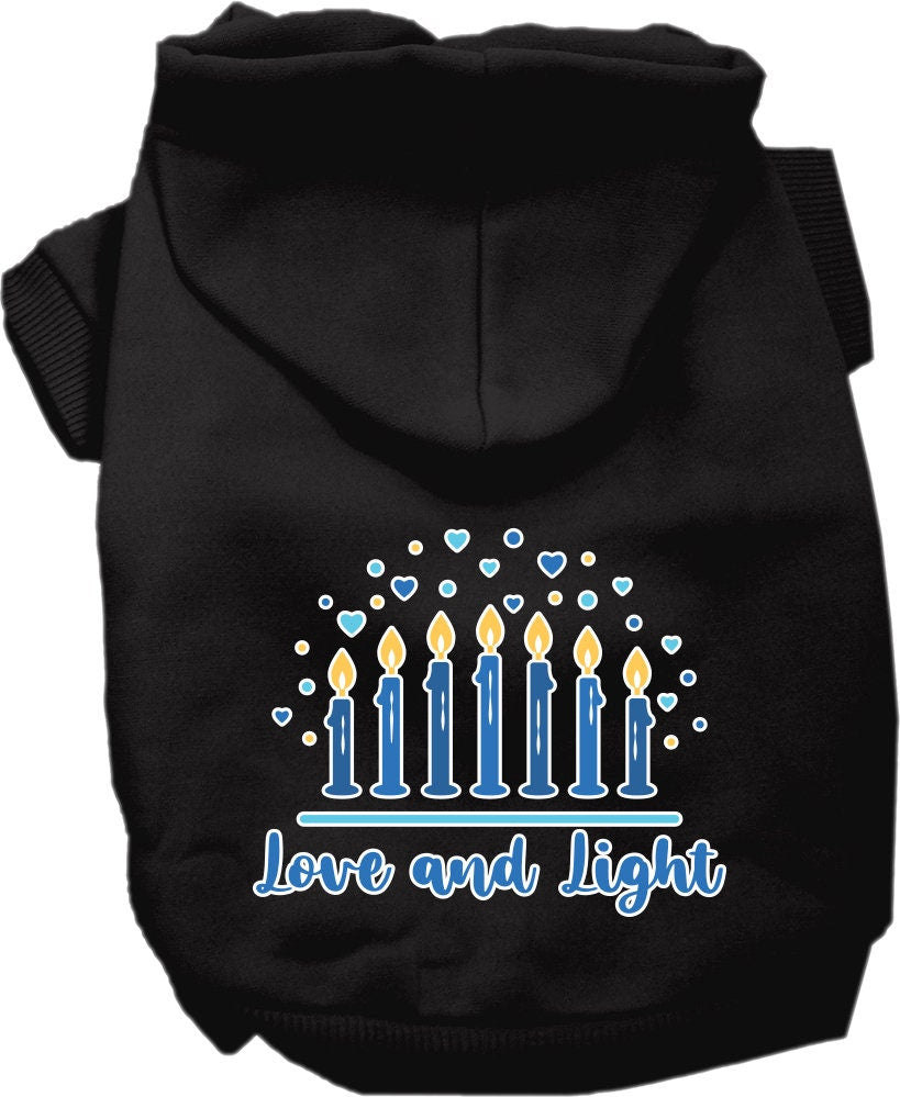 Hanukkah Pet, Dog and Cat Hoodie Screen Printed, "Love and Light"