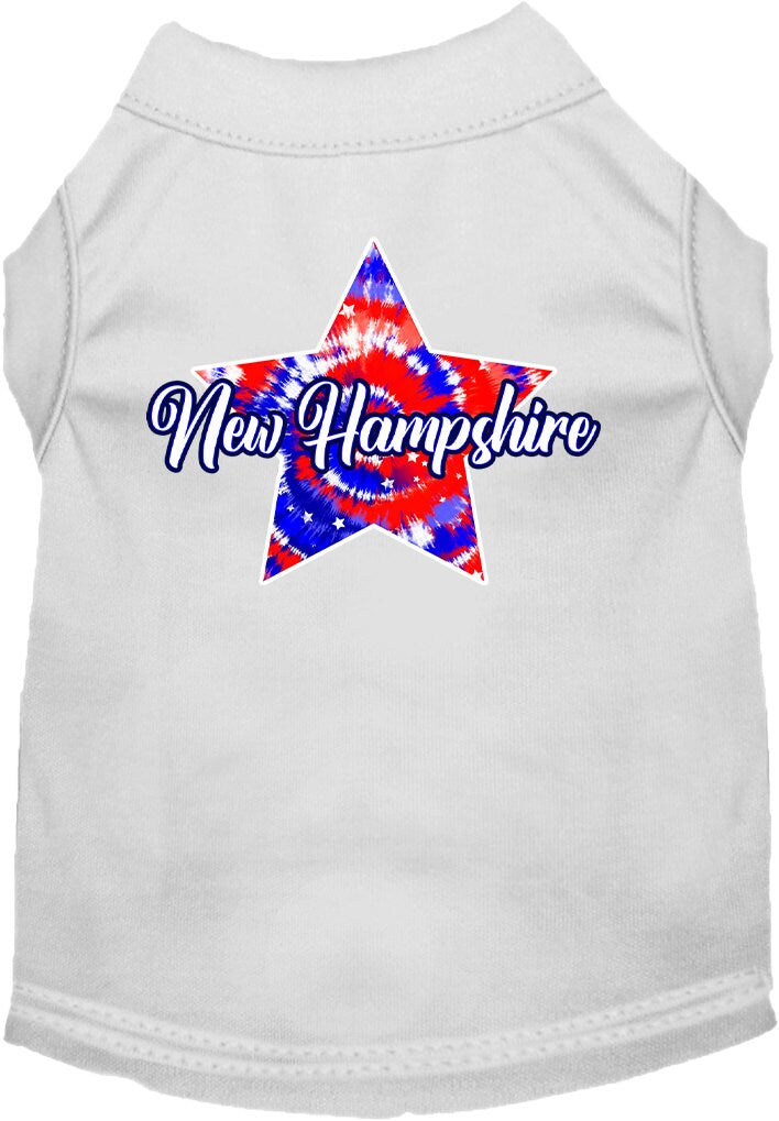 Pet Dog & Cat Screen Printed Shirt for Small to Medium Pets (Sizes XS-XL), "New Hampshire Patriotic Tie Dye"