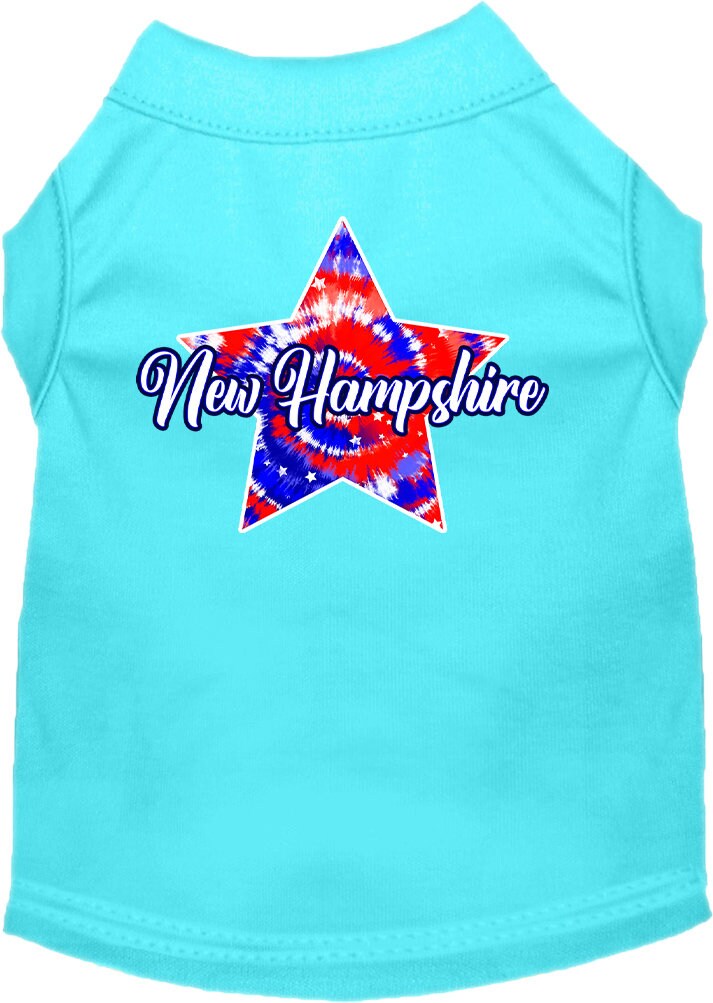 Pet Dog & Cat Screen Printed Shirt for Small to Medium Pets (Sizes XS-XL), "New Hampshire Patriotic Tie Dye"