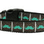 Pet Dog & Cat Nylon Collar or Leash, "Aqua Moustaches"