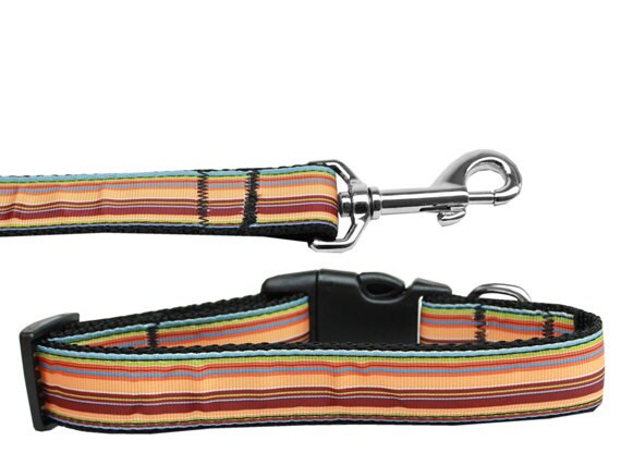 Pet Dog & Cat Nylon Collar or Leash, "Autumn Stripes"