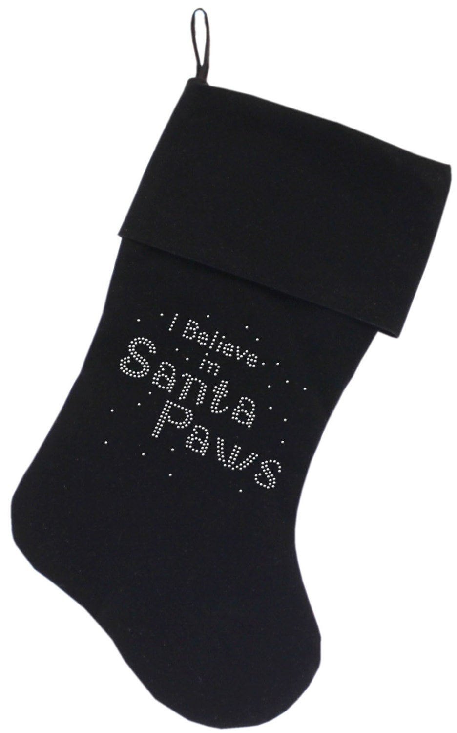 Christmas Stocking Rhinestone, "I Believe In Santa Paws"