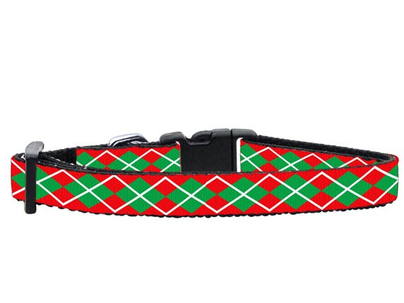 Christmas Nylon Pet Collars and Leashes, "Christmas Argyle"