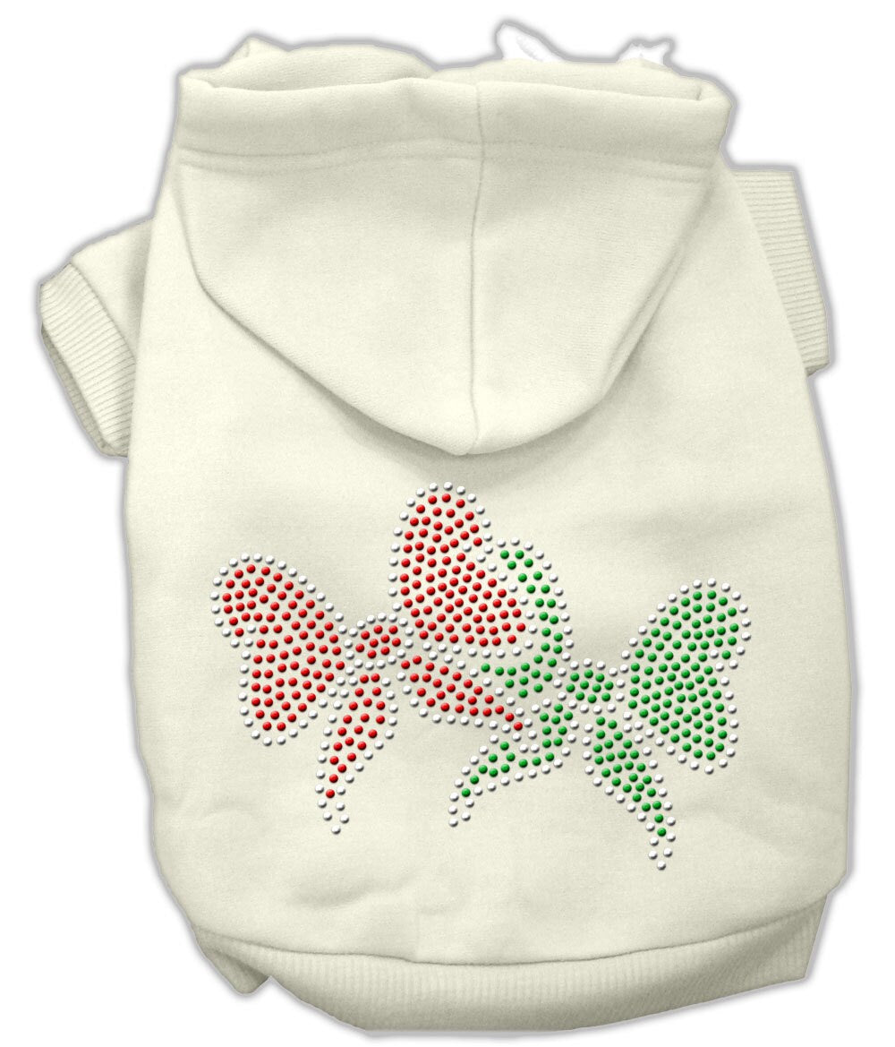 Christmas Pet Dog & Cat Hoodie Rhinestone, "Christmas Bows"