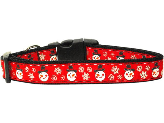 Christmas Pet Dog & Cat Nylon Collar or Leash, "Snowmen"