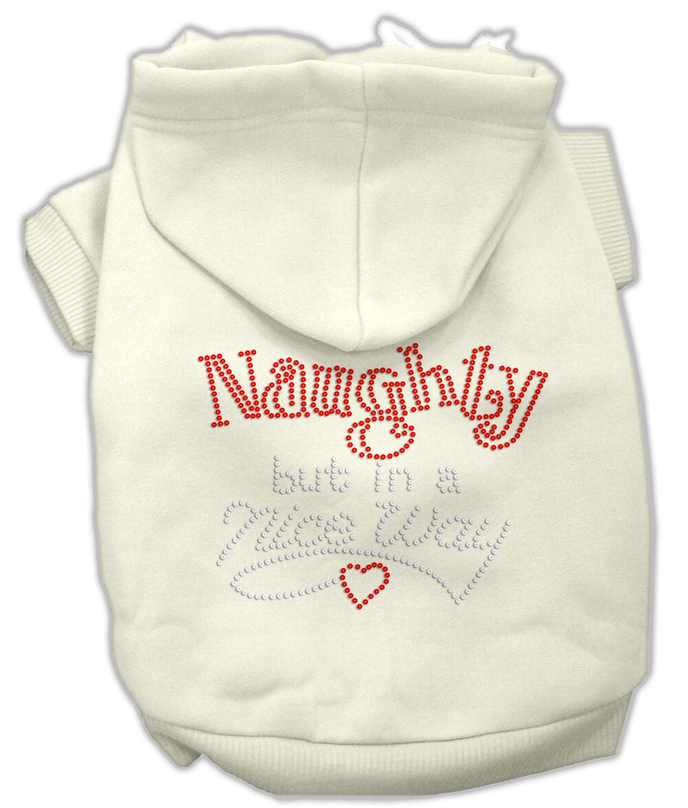 Christmas Rhinestone Pet, Dog & Cat Hoodie, "Naughty, But In A Nice Way"