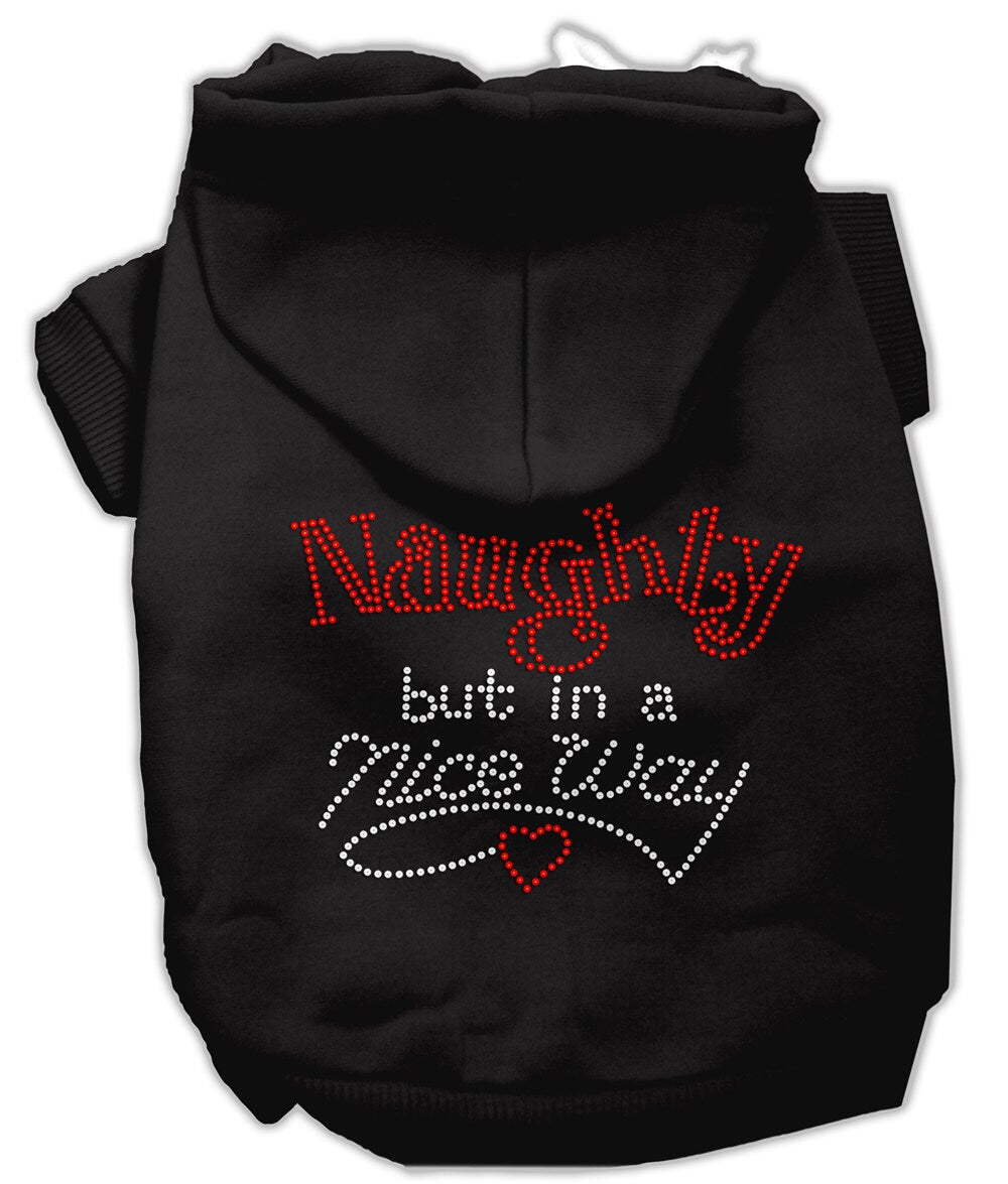 Christmas Rhinestone Pet, Dog & Cat Hoodie, "Naughty, But In A Nice Way"