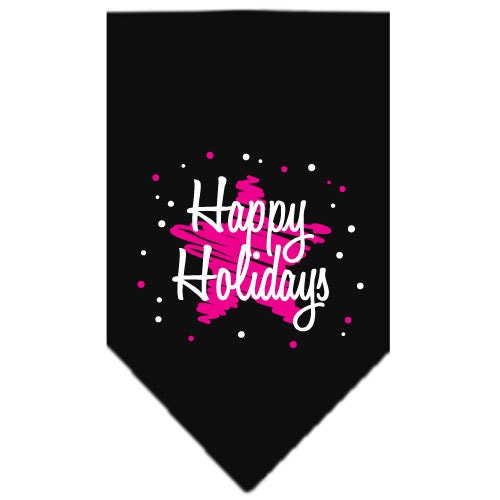 Christmas Pet and Dog Bandana Screen Printed, "Scribble Happy Holidays"