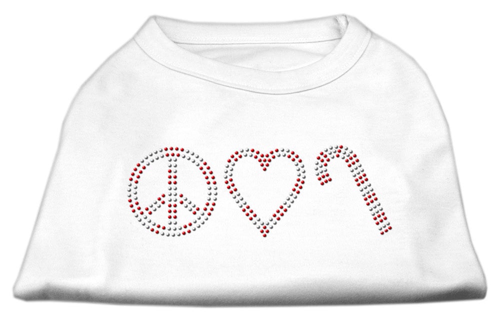 Christmas Rhinestone Studded Dog Shirt, "Peace, Love & Candy Canes"