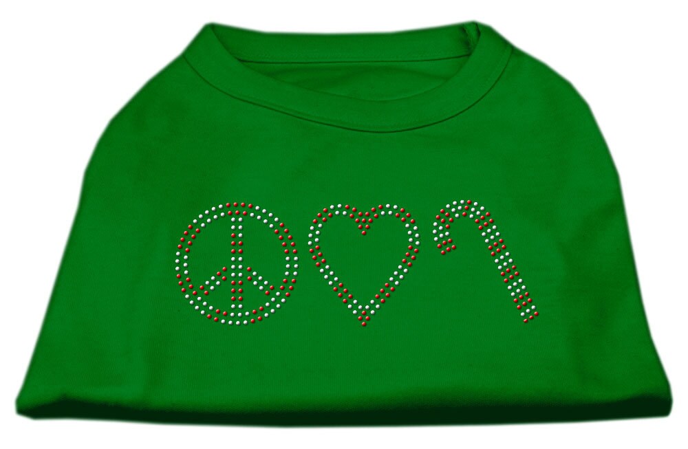 Christmas Rhinestone Studded Dog Shirt, "Peace, Love & Candy Canes"