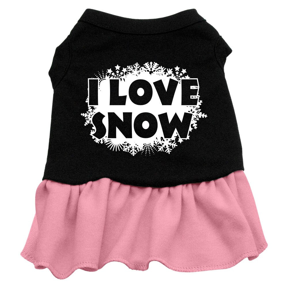 Christmas Pet Dog & Cat Dress Screen Printed, "I Love Snow"