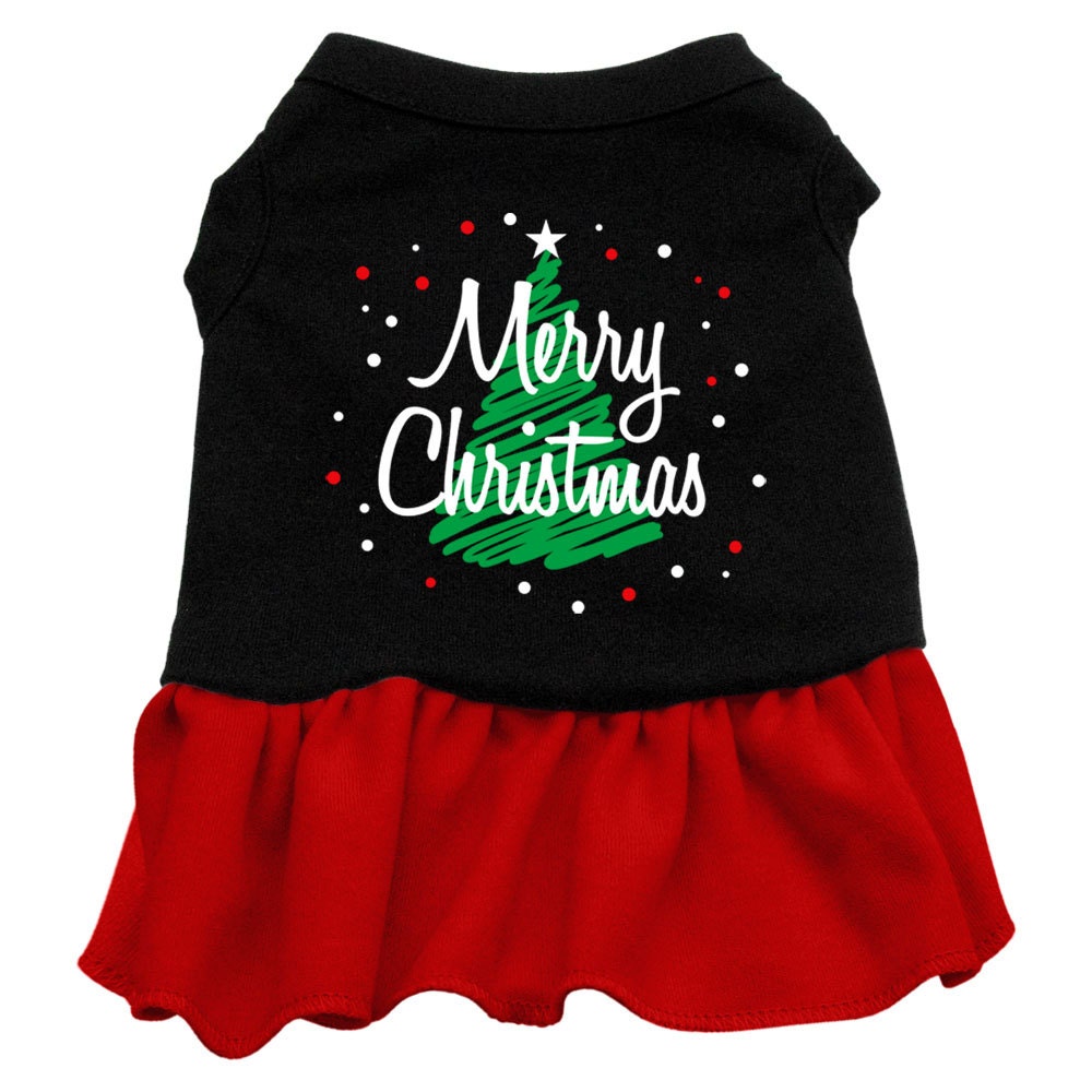 Christmas Pet Dog & Cat Dress Screen Printed, "Scribble Merry Christmas"