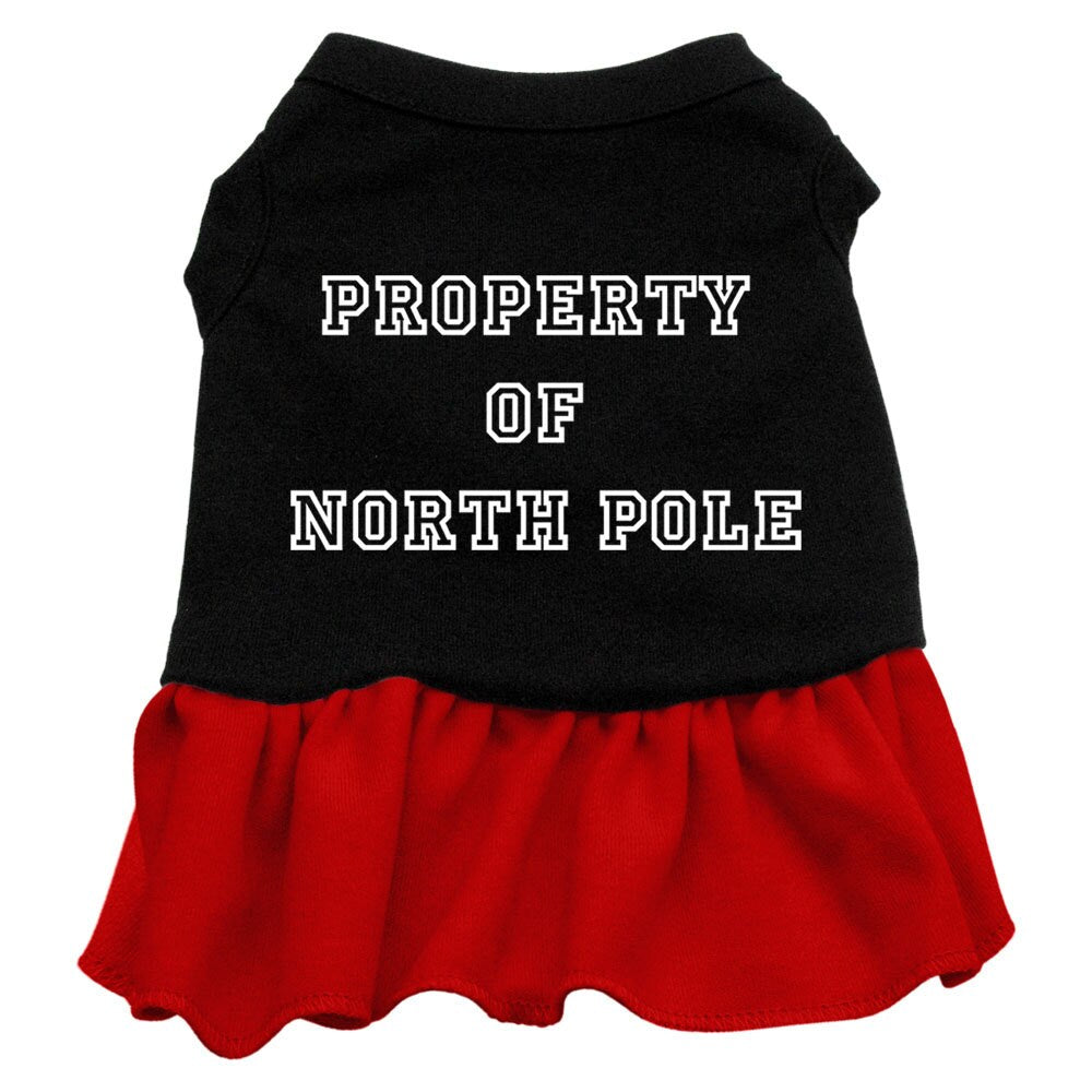 Christmas Pet Dog & Cat Dress Screen Printed, "Property Of North Pole"