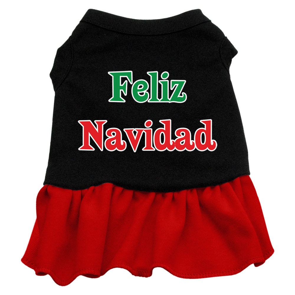 Christmas Pet Dog & Cat Dress Screen Printed, "Feliz Navidad"