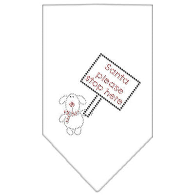 Christmas Pet and Dog Bandana Rhinestone, "Santa, Please Stop Here"