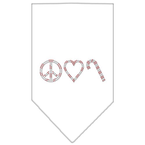 Christmas Pet and Dog Bandana Rhinestone, "Peace, Love & Candy Canes"