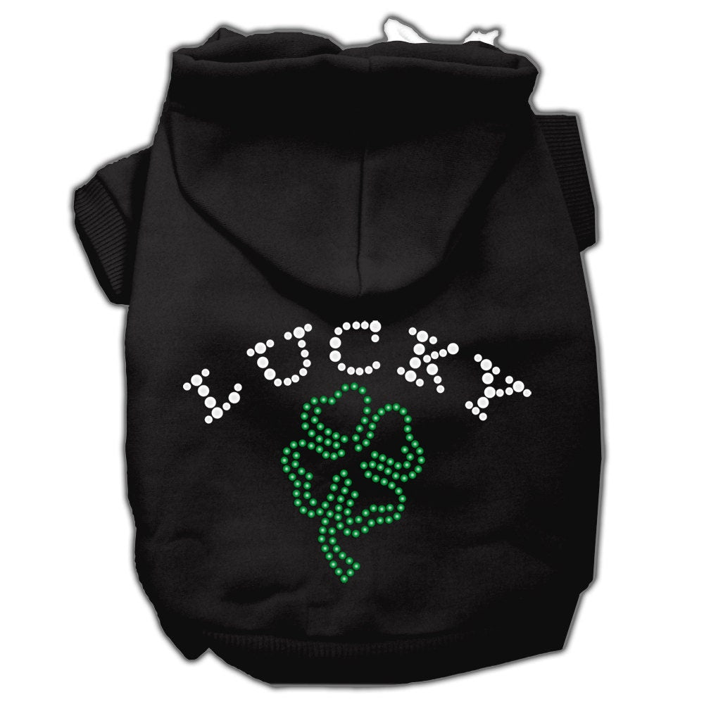 Pet, Dog & Cat Hoodie Rhinestone, "Four Leaf Clover Outline"