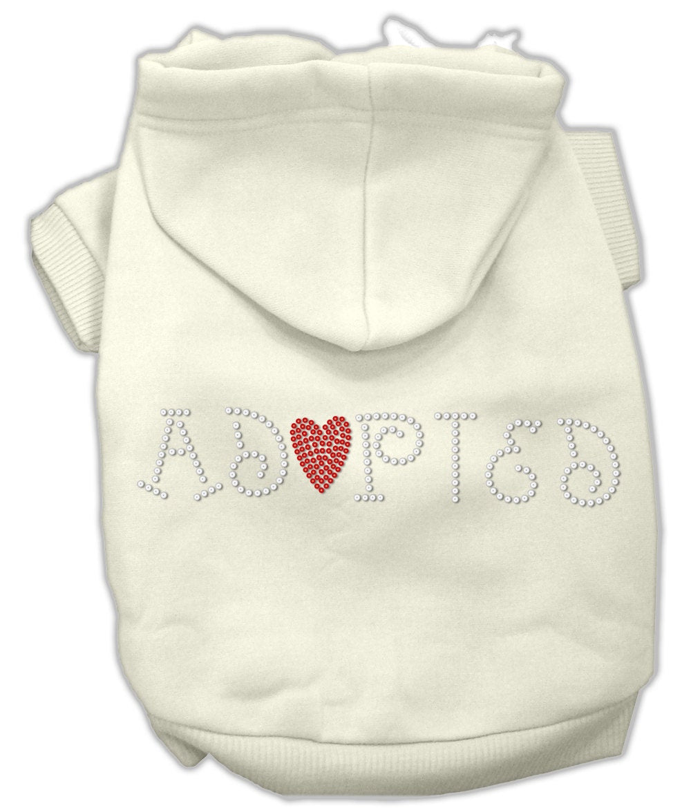 Pet, Dog & Cat Hoodie Rhinestone, "Adopted"