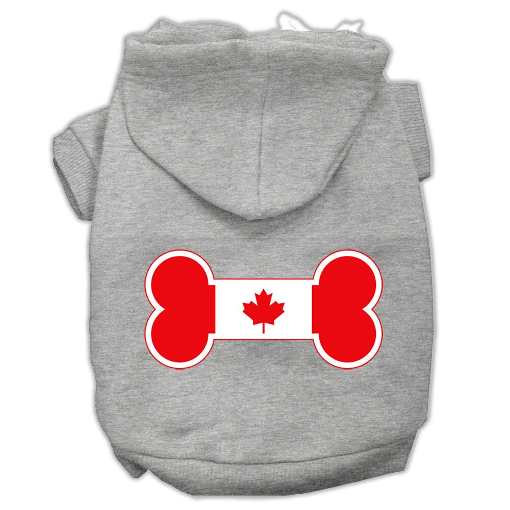 Pet, Dog & Cat Hoodie Screen Printed, "Bone Shaped Canadian Flag"