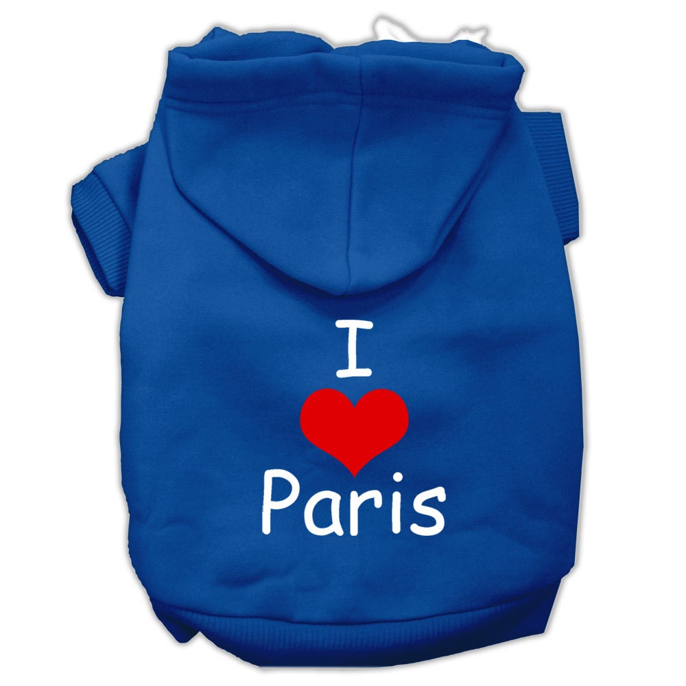 Pet, Dog & Cat Hoodie Screen Printed, "I Love Paris"