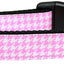 Pet Dog & Cat Nylon Collar or Leash, "Houndstooth Pink"