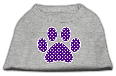 Pet Dog & Cat Shirt Screen Printed, "Swiss Dots Purple Paw"