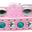 Dog, Puppy and Pet Fashion Collar, "Premium Southwest Turquoise Pearl & Clear Crystals"