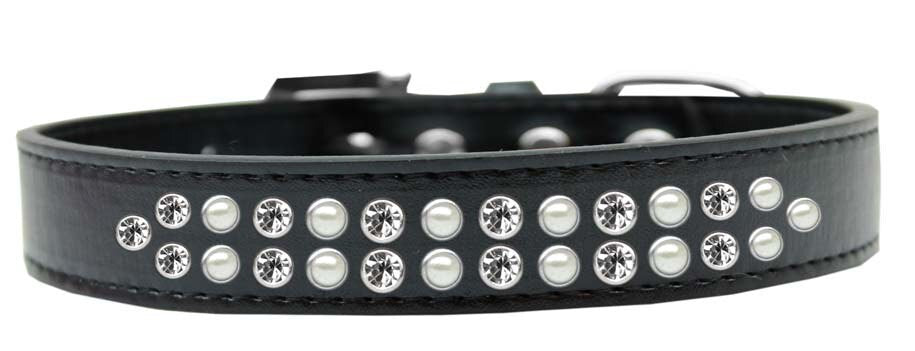 Dog, Puppy & Pet Fashion  Collar, "Two Row Pearl And Clear Crystal Rimsets"