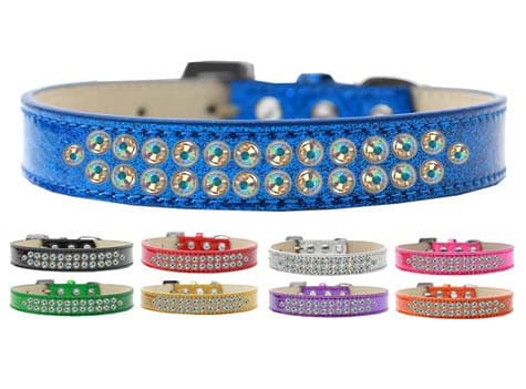 Dog, Puppy & Pet Ice Cream  Collar, "Two Row Aurora Borealis Crystal Rimsets"