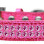 Dog, Puppy & Pet Ice Cream  Collar, "Two Row Bright Pink Crystal Rimsets"