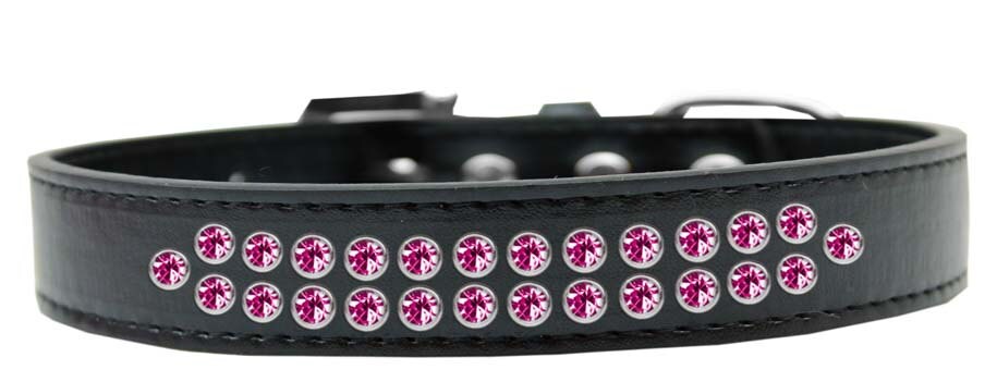 Dog, Puppy & Pet Fashion  Collar, "Two Row Bright Pink Crystal Rimsets"