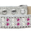 Dog, Puppy & Pet Ice Cream  Collar, "Two Row Pearl and Bright Pink Crystal Rimsets"