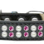 Dog, Puppy & Pet Ice Cream  Collar, "Two Row Pearl and Bright Pink Crystal Rimsets"