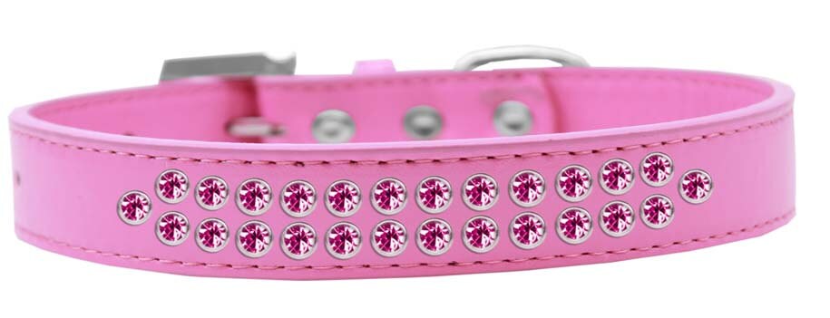 Dog, Puppy & Pet Fashion  Collar, "Two Row Bright Pink Crystal Rimsets"