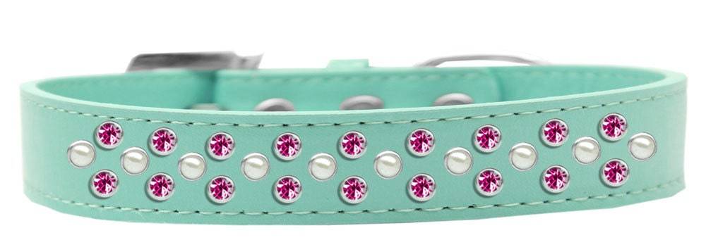 Dog, Puppy & Pet Fashion  Collar, "Pearl and Bright Pink Crystal Rimsets Sprinkles"