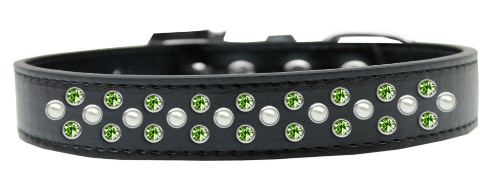 Dog, Puppy & Pet Fashion  Collar, "Pearl and Lime Green Crystal Rimsets Sprinkles"