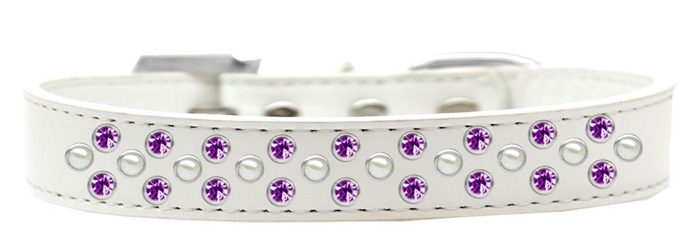 Dog, Puppy & Pet Fashion  Collar, "Pearl and Purple Crystal Rimsets Sprinkles"