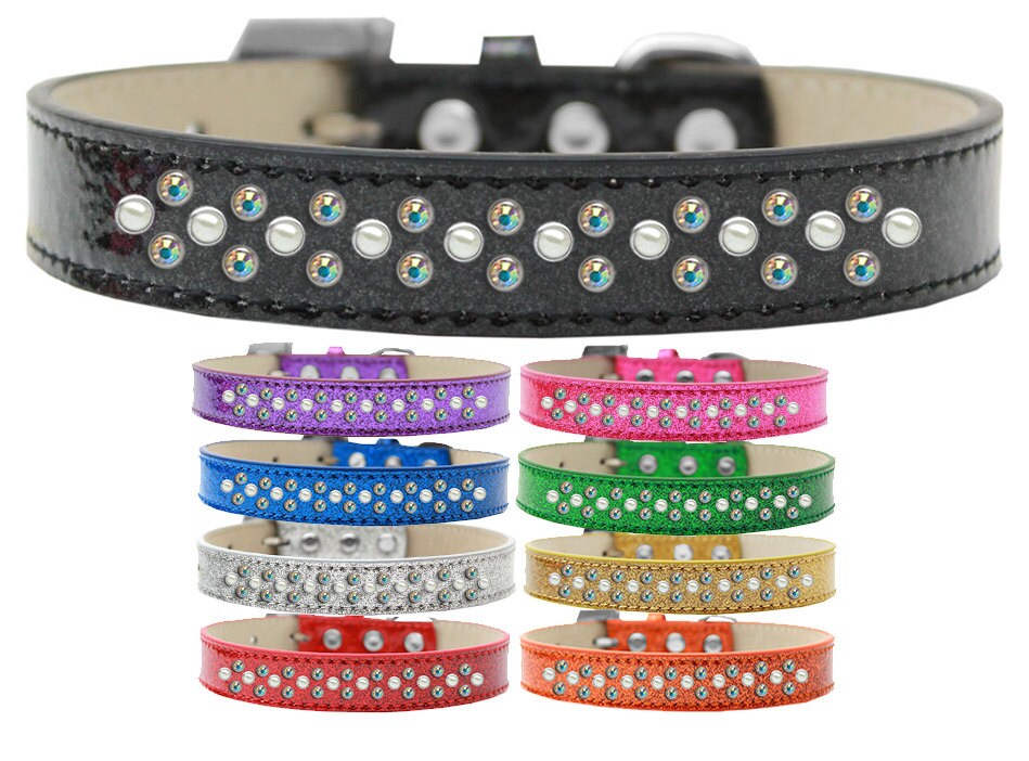 Dog, Puppy & Pet Ice Cream  Collar, "Pearl and Aurora Borealis Crystal Rimsets Sprinkles"