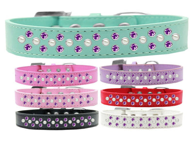 Dog, Puppy & Pet Fashion  Collar, "Pearl and Purple Crystal Rimsets Sprinkles"