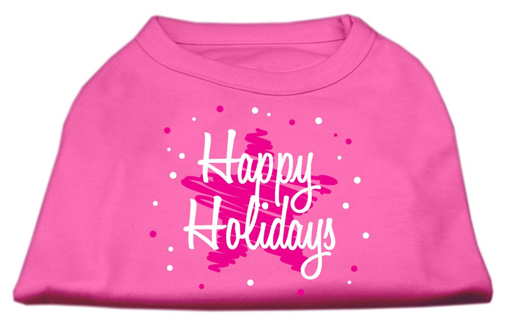 Christmas Screenprinted Dog Shirt, "Scribble Happy Holidays"