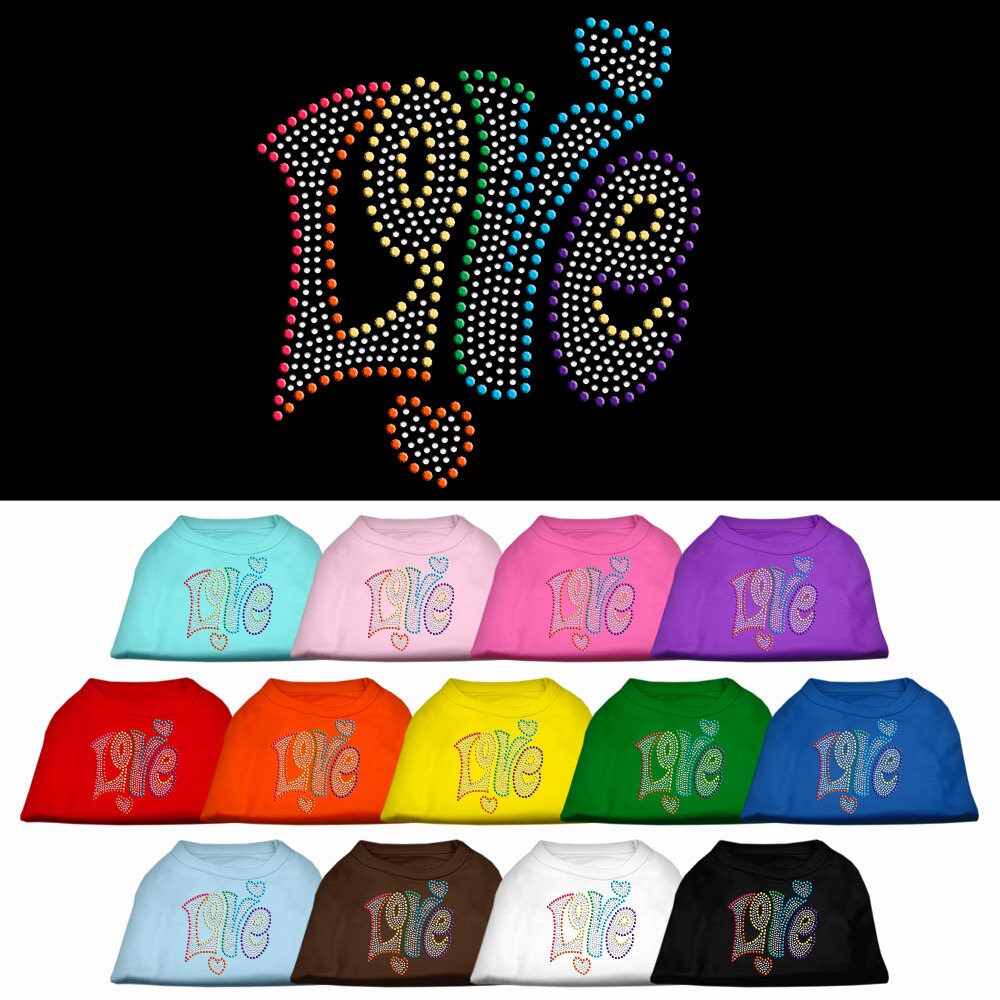 Rhinestone Studded Dog Shirt, "Love"