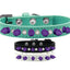 Pet and Dog Spike Collar, "Clear Crystals & Purple Spikes”