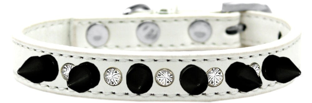 Pet and Dog Spike Collar, "Clear Crystals & Black Spikes”