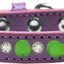 Pet and Dog Spike Collar, "Clear Crystals & Neon Green Spikes”